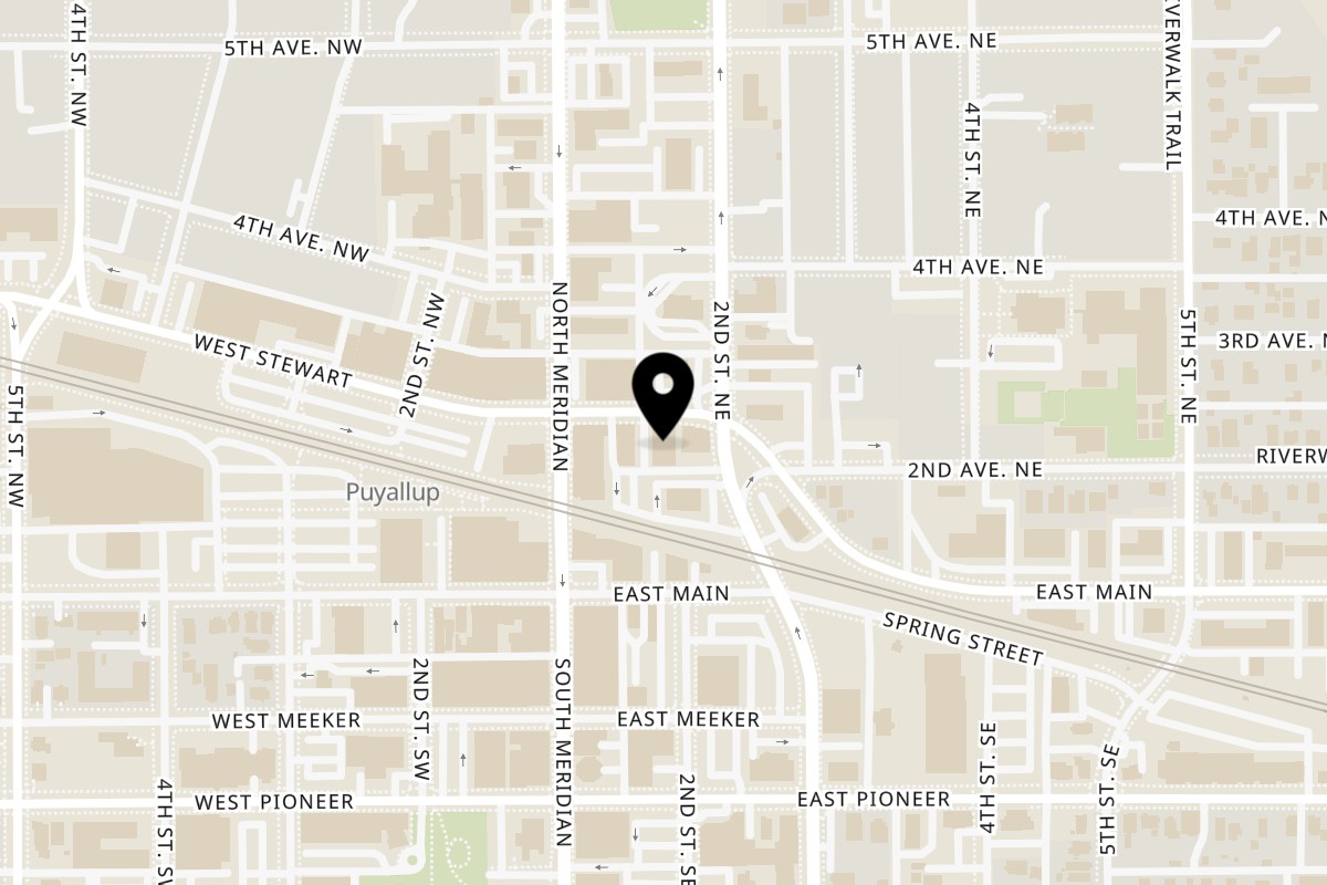 Map showing the location of Crockett's Public House Puyallup on 118 E Stewart Ave in Puyallup